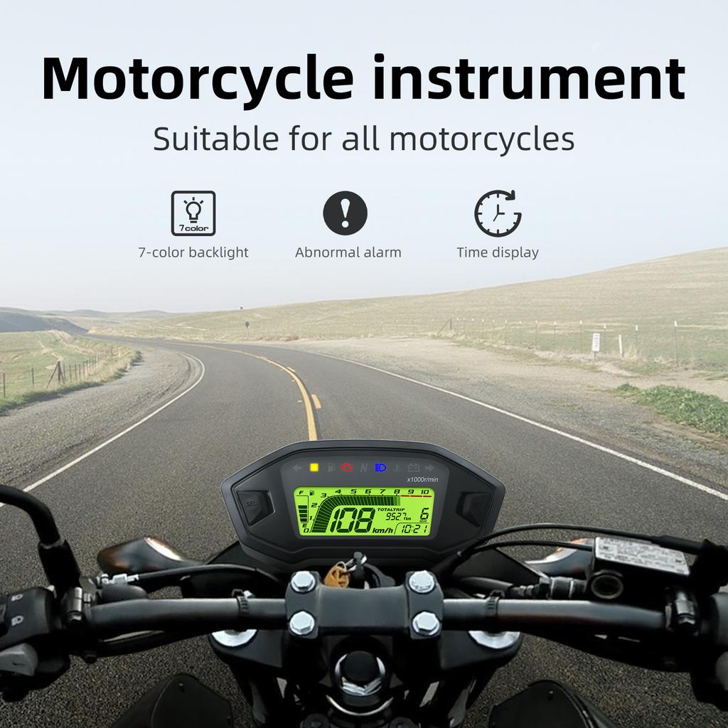 AD Motorcycle Instrument + Sensor Tachometer 10000 RPM Meter Dashboard Odometer KMH Speedometer With Alarm For KAWASAKI