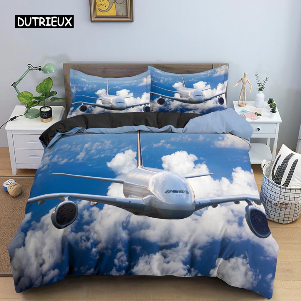 3D Airplane Printed Bedding Set Kids Adult 2/3pcs Duvet Cover with Pillowcase Comforter Bedding Quilt Cover Luxury Bedding Set