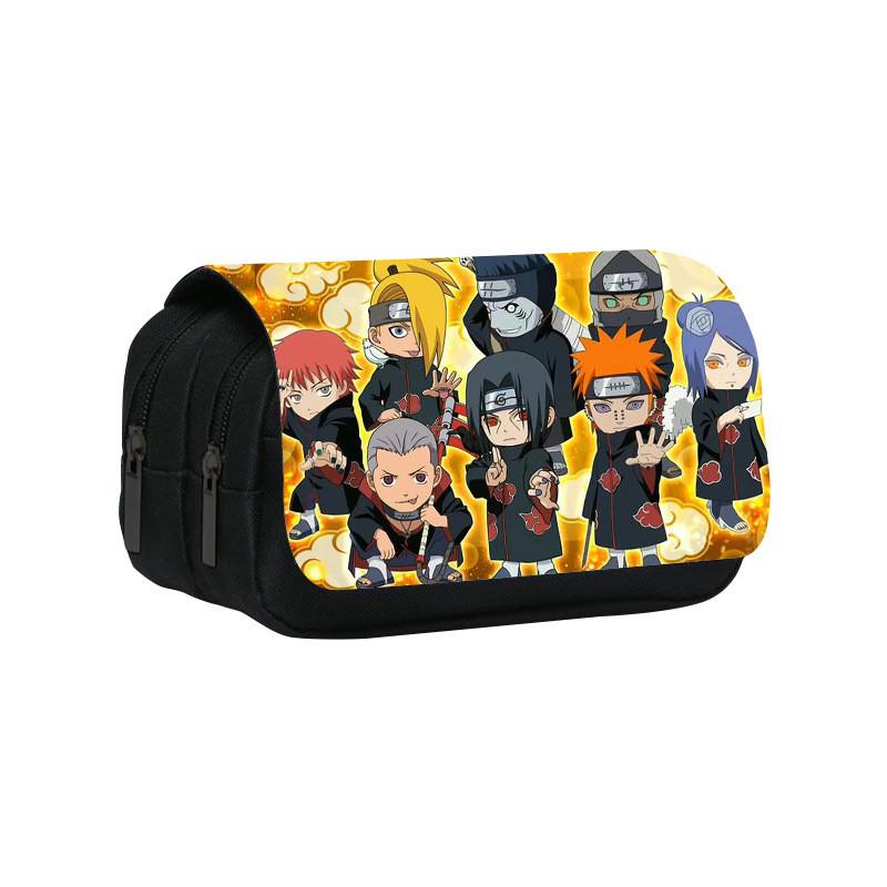 Naruto Shinobi Printed Twin Compartment Pen Pouch With Waterresistant Nylon For Students