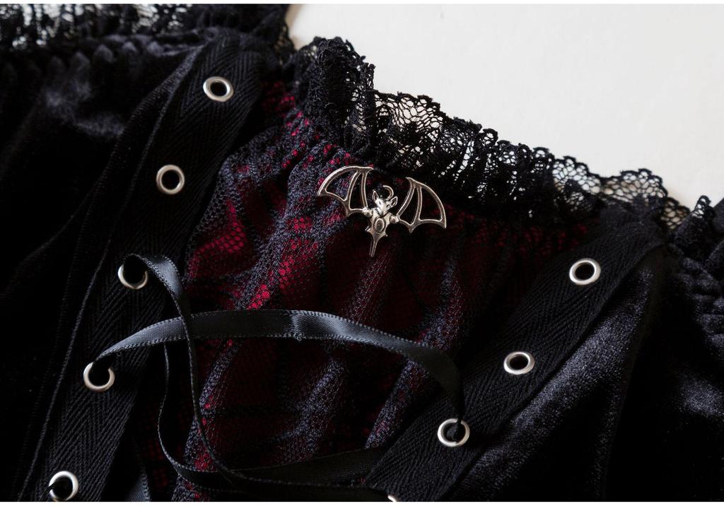 Velvet Lace-up Gothic Corset Camisole - Halloween Style