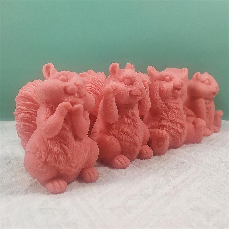 3D DIY Cute Squirrel Silicone Candle Mold Animal Soy Wax Silicone Mould Animals Lover Home Decor Gift