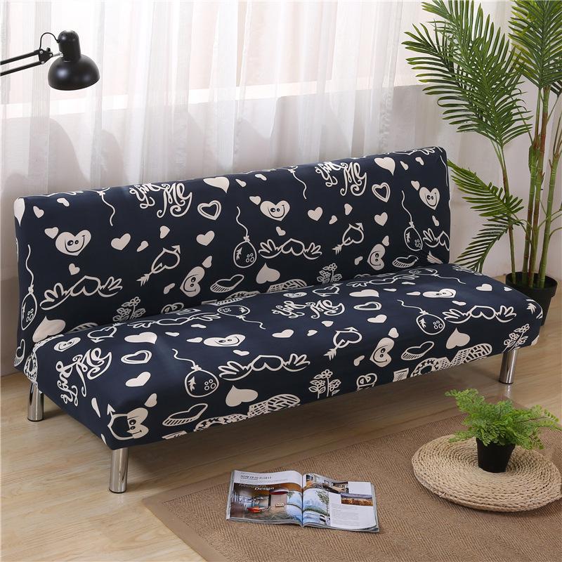 Elastic Non-Slip Printed Sofa Bed Cover Without Armrests