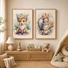 Animal Wall Art, Floral Wreath Canvas Print, Cute Forest Creature Nursery Poster Prints for Kids Bedroom Home Decor