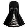 Women's Casual Fashion V Neck Long Sleeve Christmas Printed Party Vintage Long Dresses