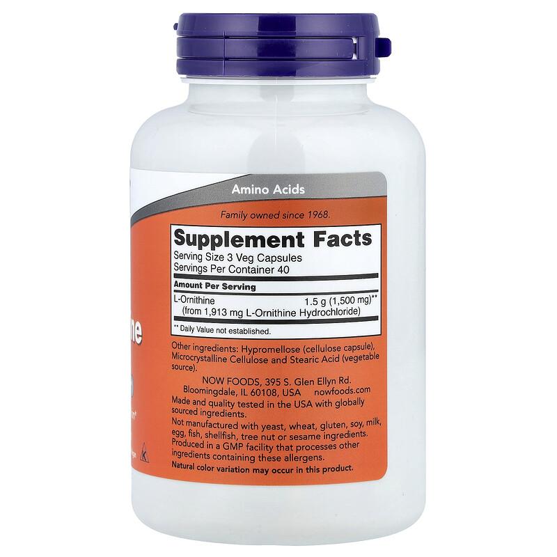 L-Ornithine, 500 mg, 120 Veg Capsules