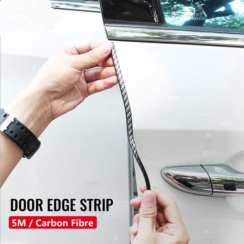 5M Carbon Fibre Car Door Anti Collision Strip Bumper Trim Edge Scratch Protector Strip Sealing Guard Styling Car Decor Sticker