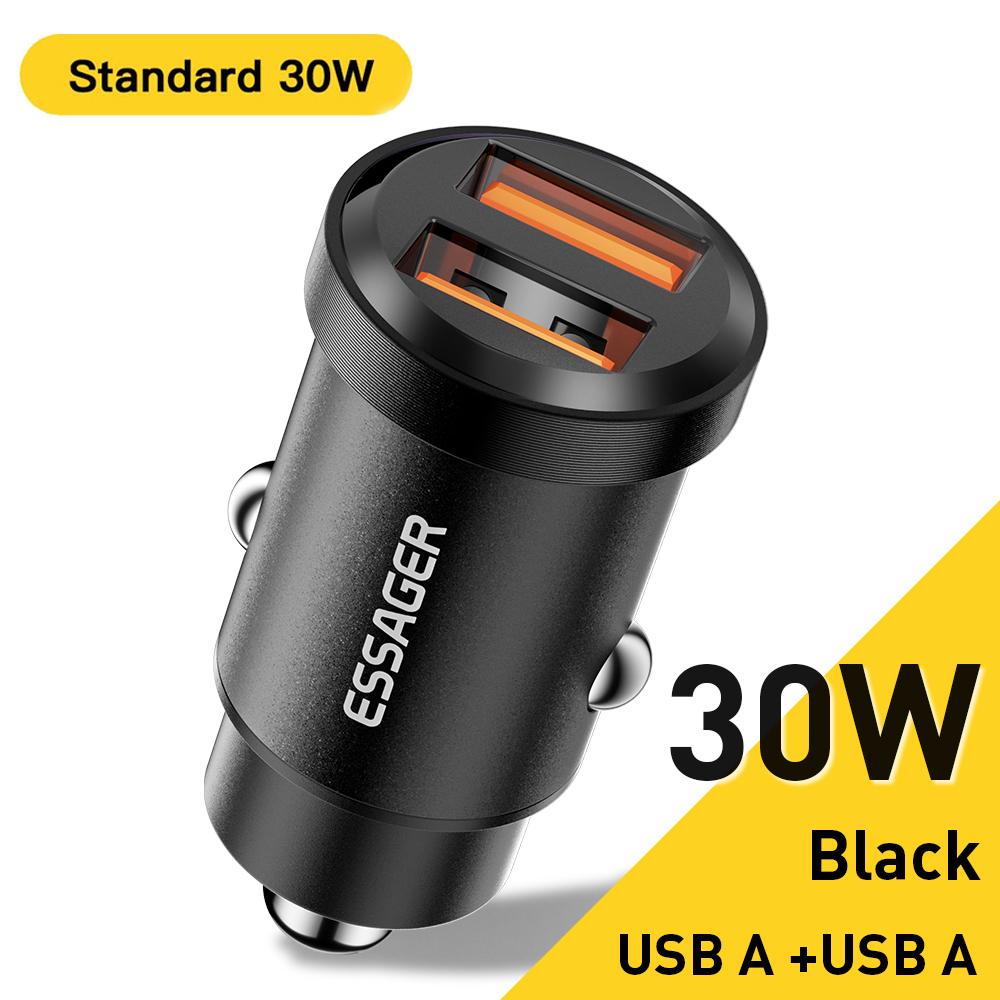 Essager Încărcător auto Usb 30W Încărcare rapidă4.0 Qc Pd 3.0 Scp 5A Usb tip C Încărcare rapidă auto pentru Iphone 14 13 Huawei Samsung Xiaomi