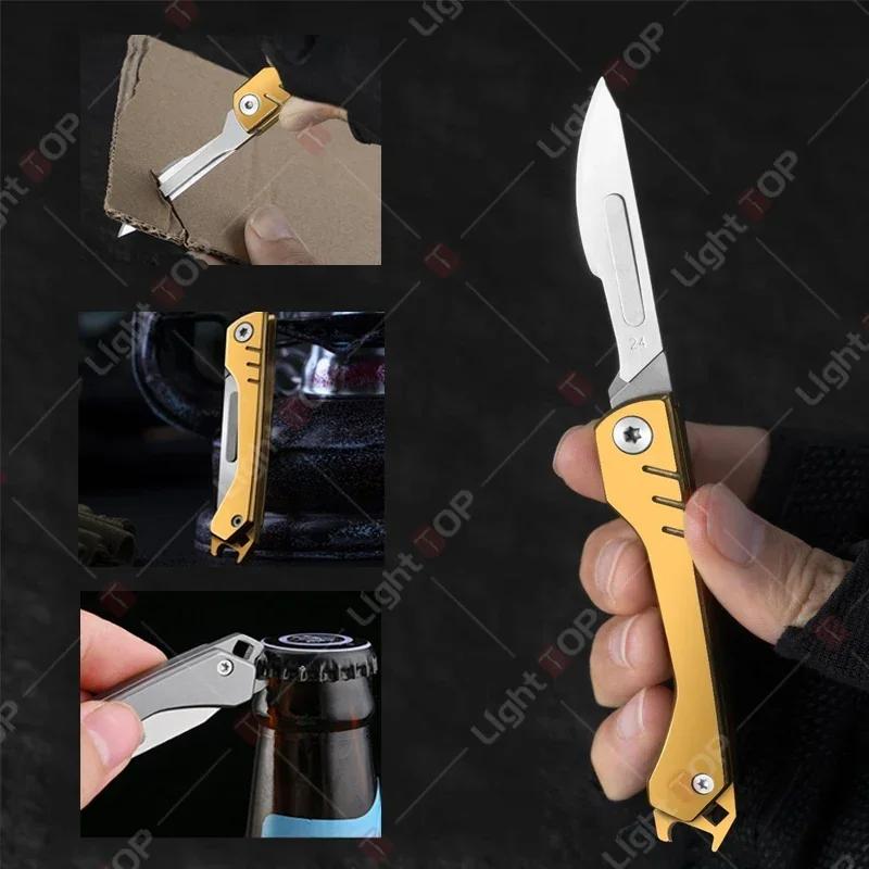 Stainless Steel Folding Knife Pocket Knife With 9 Replaceable Blades Sharp Hobby Knife Craft Knife Kit Kitchen Accessoires