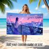 City Cyberpunk Theme Soft Beach Towel Personalized Custom Name Text Towel Portable for Beach Pool Travel