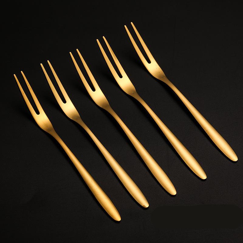 6pcs Set Stainless Steel Fruit Fork  Dessert Fork, Cake Two Tooth Fork, Creative Swan Base Tableware Storage Rack