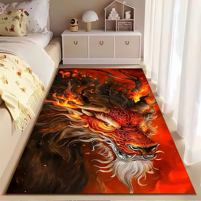 Fiery Dragon Carpet Design Suitable As a Non-slip Mat for the Living Room or Bedroom Sofa