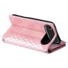 For iPhone 17 Air Wallet Case Rhombus Stitching Line PU Leather Phone Cover with Wrist Strap