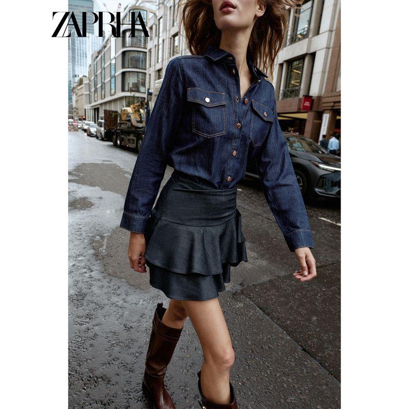 Zaprha 2025 Autumn New Fashion Beautiful Loose Casual Demin Shirt Women Temperament Simple 1416225