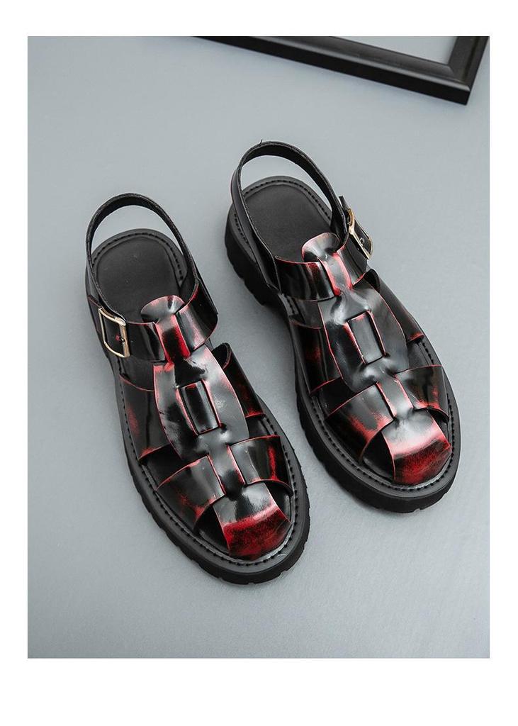 Men's Roman Sandals: Summer Leather Thick Sole Casual Shoes – Large Size