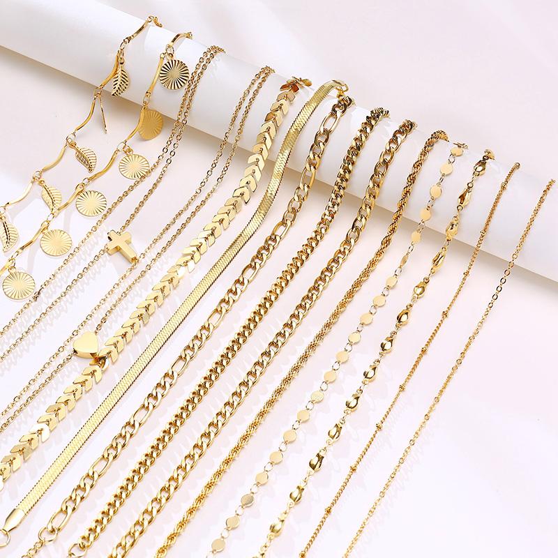 Stainless Steel Curb Cuban Chain Link Anklet  Women's Multi-layer Foot Chains Sister Bestfriend Summer Beach Gift