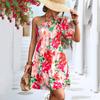 Women Summer One Shoulder Flower Printing One Piece Dress