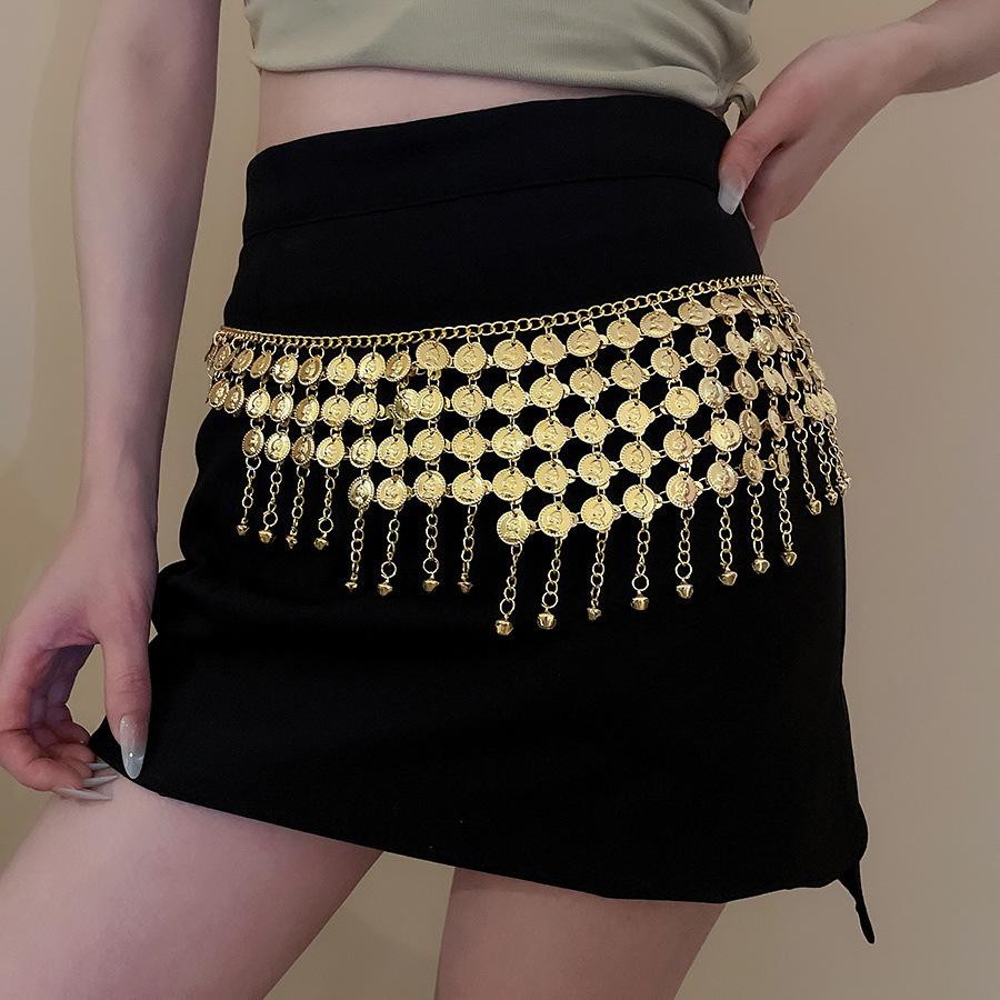 Ethnic Style Wax Rope Wood Bead Acrylic Woven Oval Waist Chain Temperament Belt Versatile Waist Jewelry