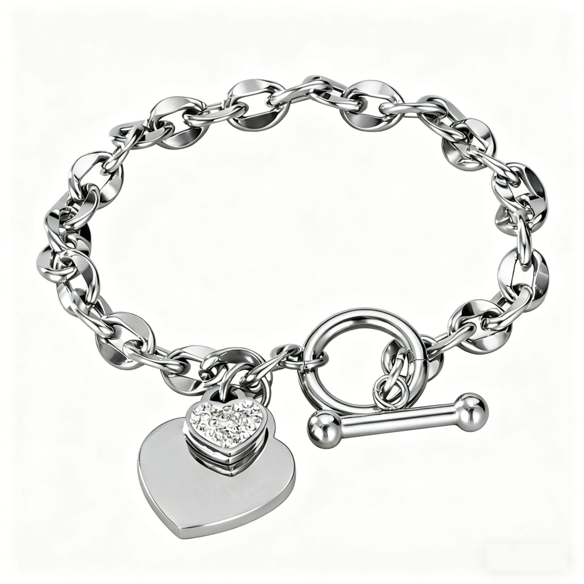 Stylish Titanium Steel Heart Buckle Bracelet for Women 18K