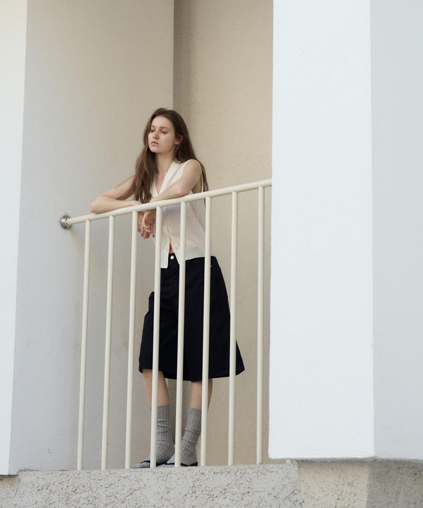 FROMWHERE String Bermuda Shorts Black