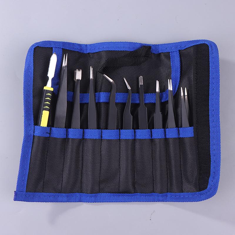 9Pcs Stainless Steel Anti Static Tweezers Set Precision Electronic Repair Tools For Maintenance Precision Tips