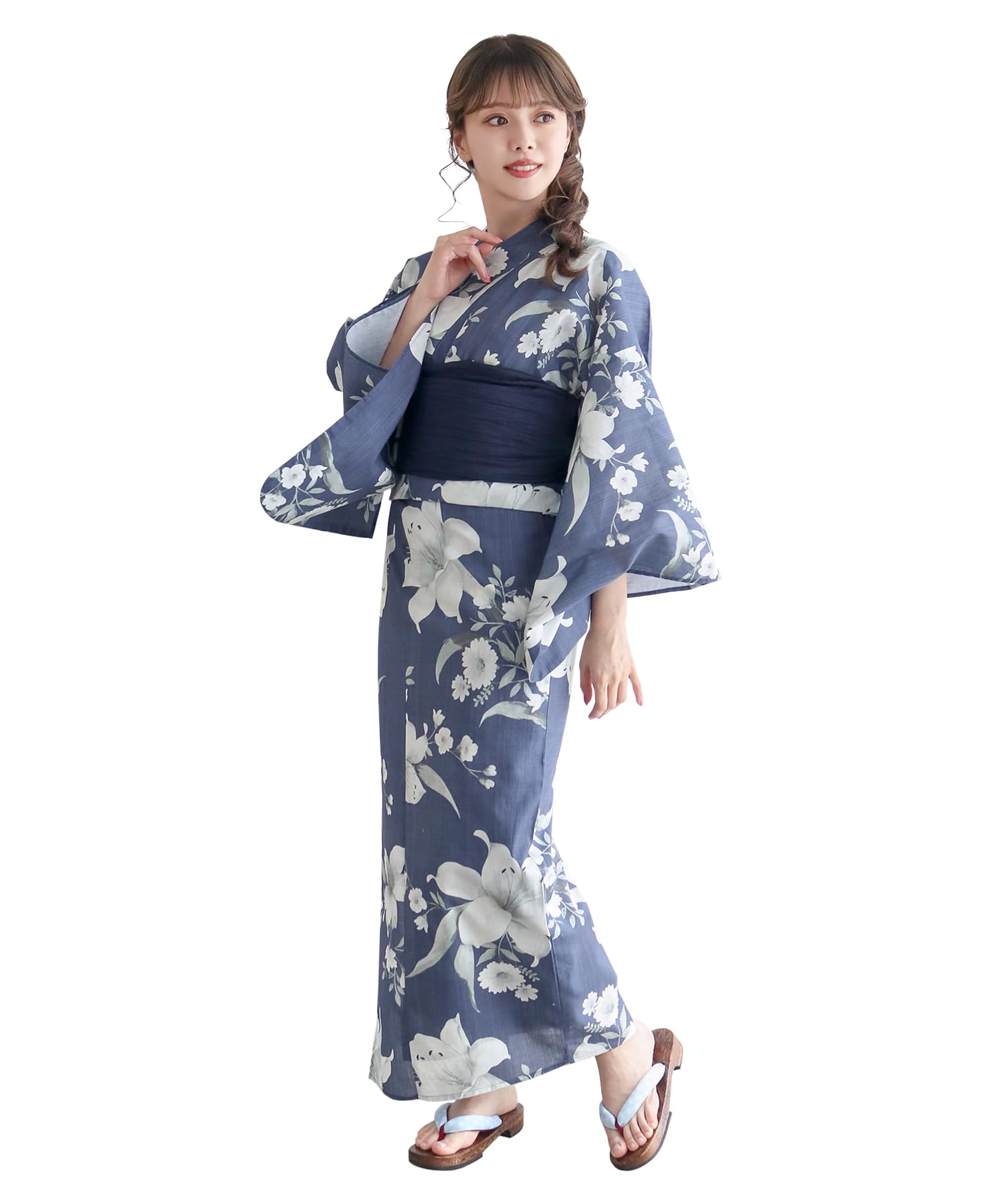 

Yukata change set heiko G Lily floret evening one size fits [KYOETSU] set, weave, unbleached, 2-piece (yukata, obi), women s (1. wear, all)