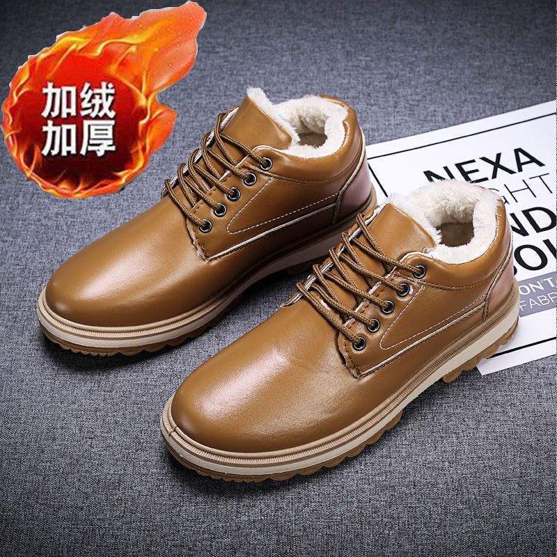 Snow Boots Men's Autumn High-top Thermal Cotton Shoes Youth Versatile Thermal Cotton Boots Men's Short Boots