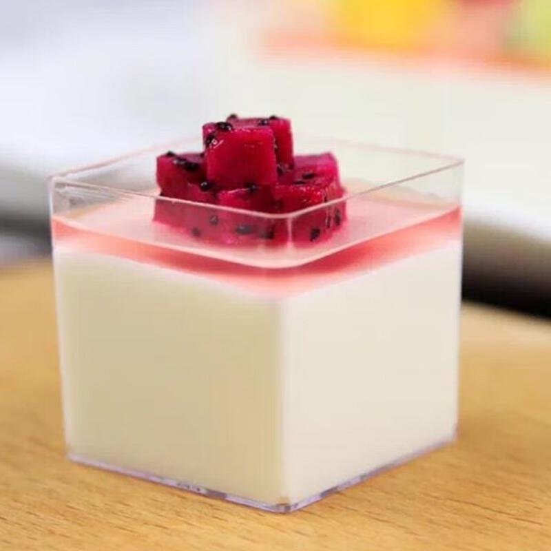 Disposable Square Hard Plastic Pudding and Mousse Cups