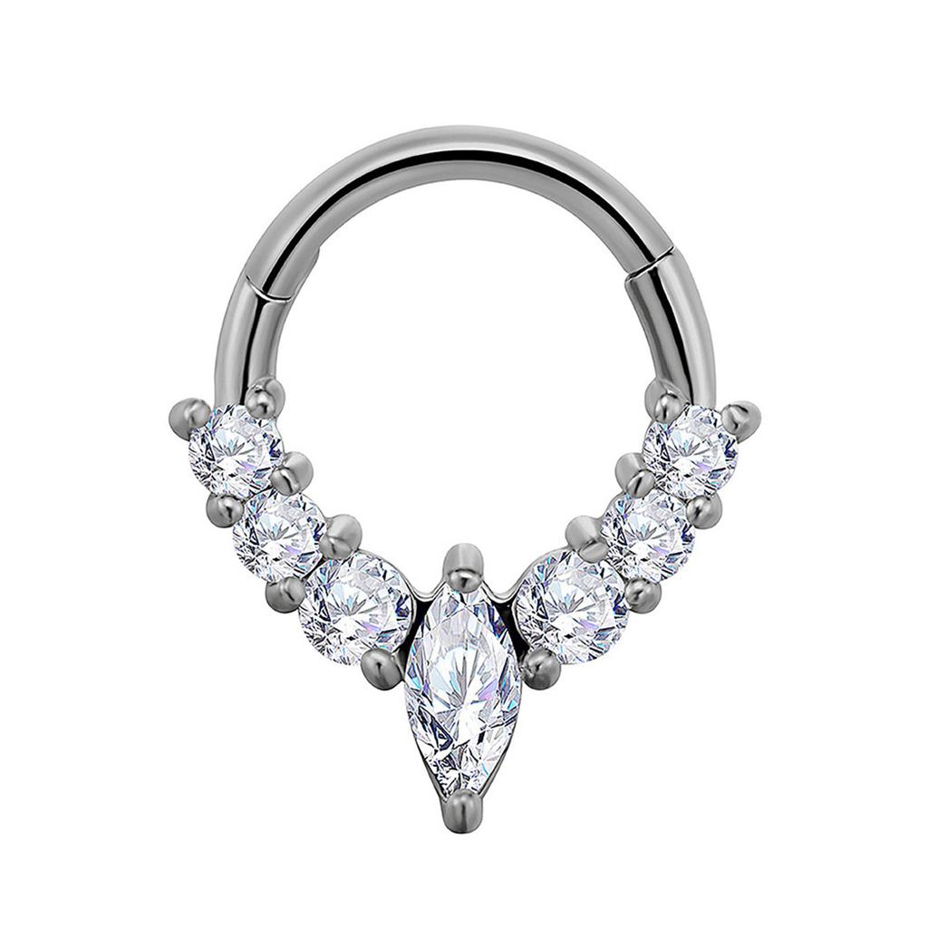 Crystal Nose Piercing Septum Ring Stainless Steel Accessory for Ear Helix Cartilage Fashionable Body Accessories