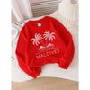 European Sizes Kids' Crewneck Sweatshirt Palm Trees Hut Island Maldives , Sportswear And Casual Wear, Soft And Comfortable, Children's Clothing