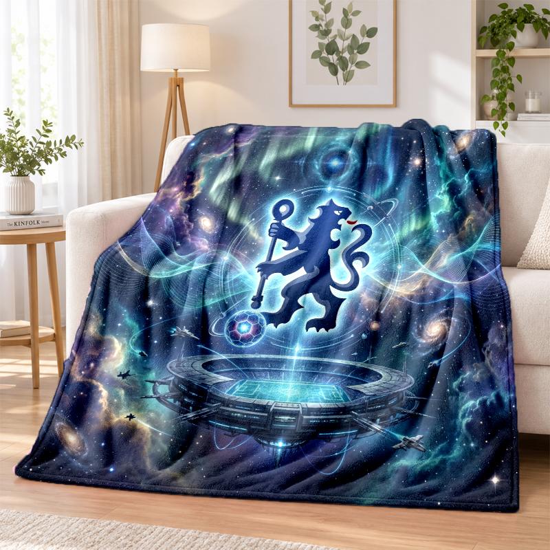 Chelsea FC Printed Flannel Blanket Warm Comfort Bed Throw For Indoor Home Decoration