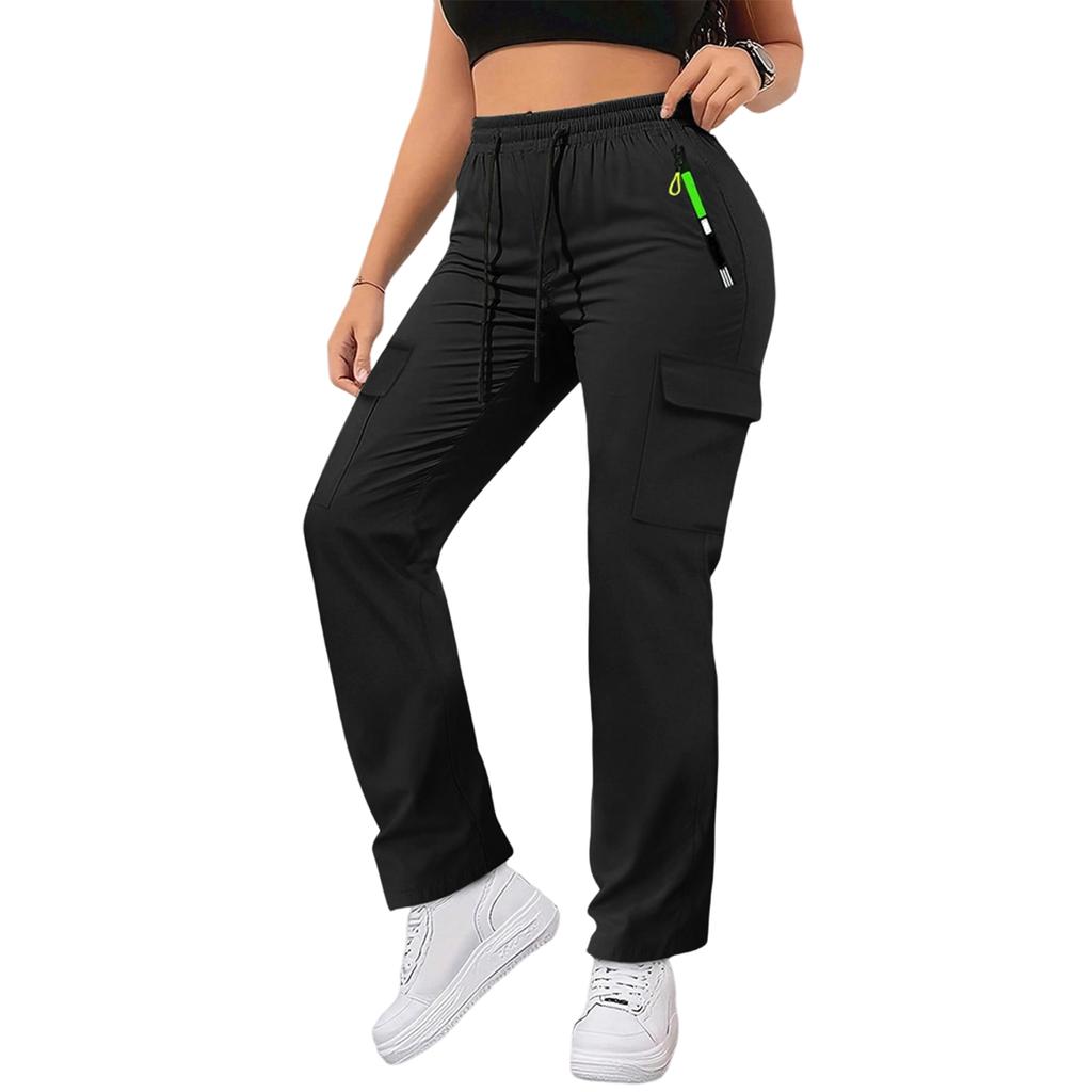 Pantaloni da lavoro da donna con tasche e coulisse, Pantaloni casual, Pantaloni a gamba larga