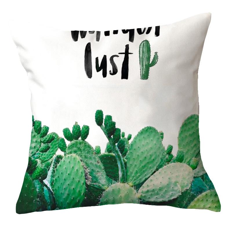 Office Chair Cushion Home Pillow Case Ins Plush Printed Pillow Case Green Plant Nordic Style Pillow