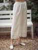 BEAUTELICATE with Lace Retro Size M Pettipants, 100% Cotton, Long, Non-See-Through, Pockets, Embroidery, 3-Pleated, Style, Layering, White,