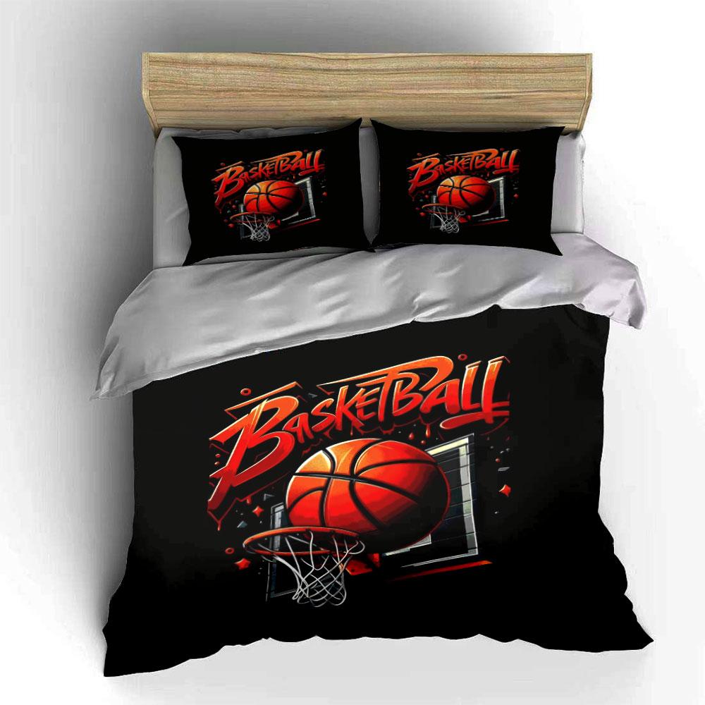 Basketball Design Three-Piece Set Kid'S And Adults' Bedroom Decor, Exquisite Three-Piece Bedding Set Gift