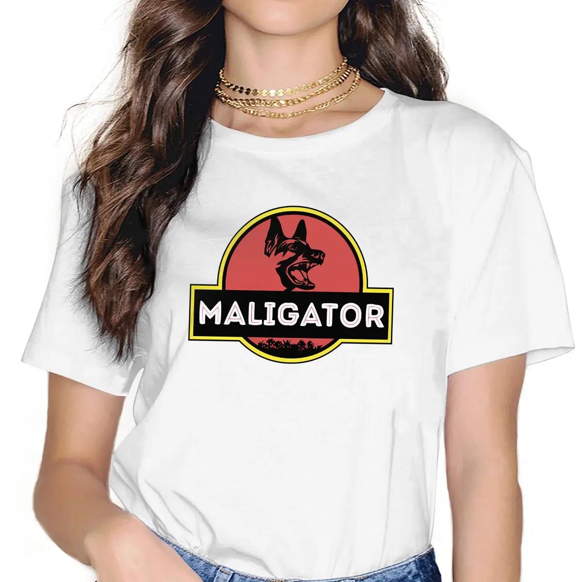 

Футболка Malinois Dog Maligator Belgian Vintage Fashion Женская полиэстеровая футболка с круглым вырезом S белый