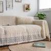 Raw White Knitted Lace Slipcover, Geometric Pattern Sofa Cover for Living Room, All Covered Towel, Summer and Spring Towel