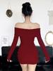 Schmales rotes One-Shoulder-Kleid für Frühling/Herbst: Sexy & figurbetont