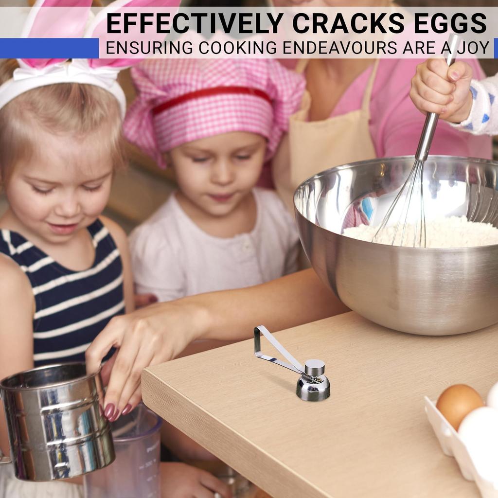 Stainless Steel Egg Opener Tool for Raw Eggs, Easy Egg Cracker with Ergonomic Handle for Baking Custard Cake Kitchen Use