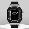 Paslanmaz Çelik Kasa+Kauçuk Kayış IWatch 9 45mm 44MM için Silikon Bant Modifikasyon Kiti Apple Watch Serisi 9 6 5 4 SE 8 7 45 için