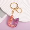 Ab Glue Fuchsia Gradual Change Letter Keychain Pendant Pendant Japanese And Korean Style Popular Versatile Keychain Jewelry
