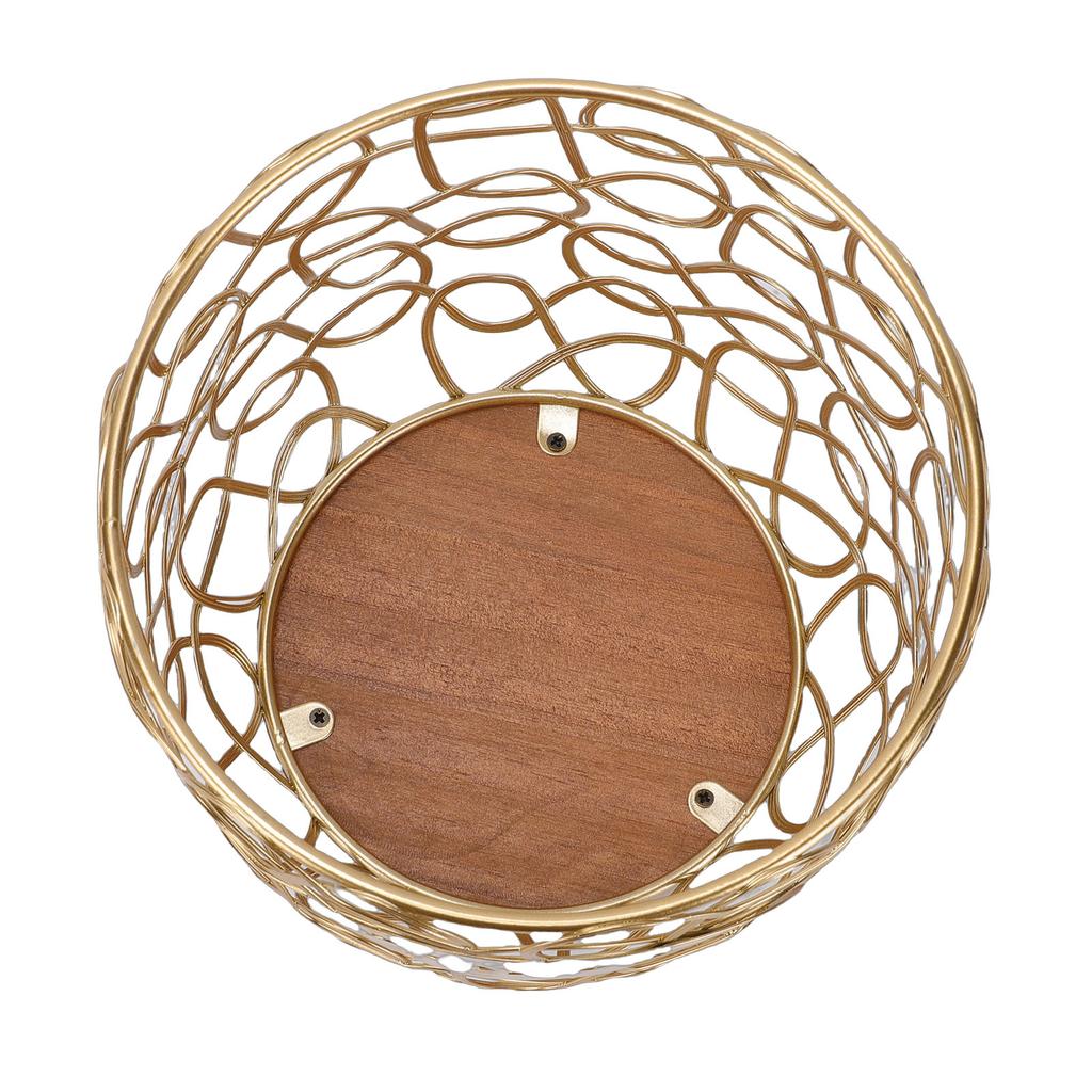 Coffee Pod Holder Organizer Large Capacity Coffee Capsule Storage Basket with Wooden Base for Kitchen Counter Office Desktop Gold