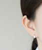 Alleun Silver 925 Square Short One-Touch Silver Ring Earrings