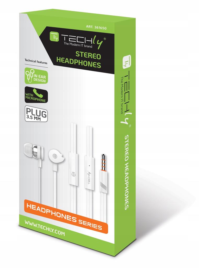 Słuchawki Z Mikrofonem Techly Stereo Douszne Białe