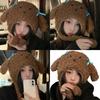 Furry Puppy Hat Warm Earflap Colorful Headwear for Women Winter Cycling Climbing Skiing Cartoon Puppy Hat Thick Lining