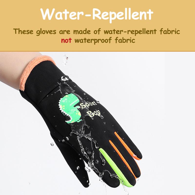Kids Warm Gloves Autumn Winter Cartoon Dinosaur Boys Girls Outdoor Cycling Gloves for Children Windproof Water-Repellent Gloves