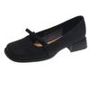 [Youshilai] Retro square head bow Mary Jane shoes women's spring 2025 new shallow mouth versatile single shoes