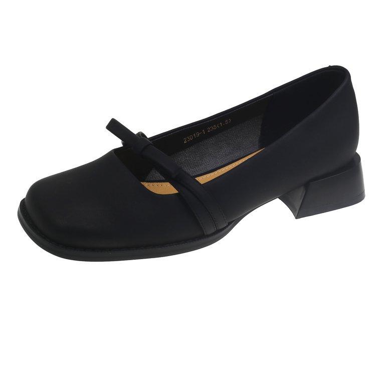 [Youshilai] Retro square head bow Mary Jane shoes women's spring 2025 new shallow mouth versatile single shoes