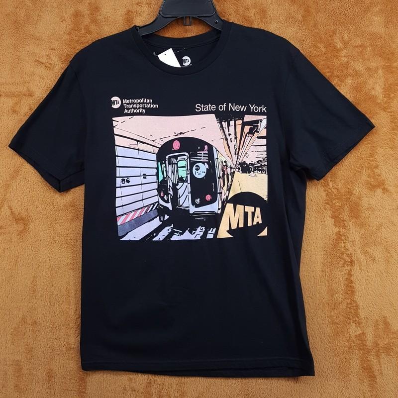 STATE OF NEW YORK Shirt Mens Medium Black Pullover Crew T-Shirt MTA Subway Train Unisex T-Shirt