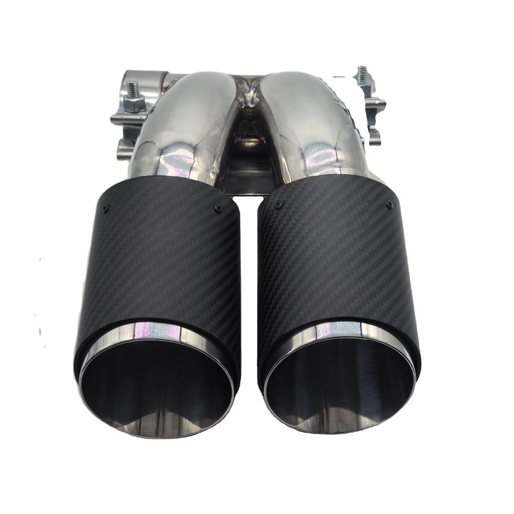 Porsche 718 Black Carbon Fiber Stainless Steel Performance Exhaust Tailpipe