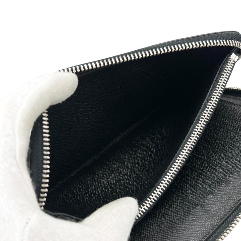 Louis Vuitton Zippy Wallet Verdical Purse Black Women Used